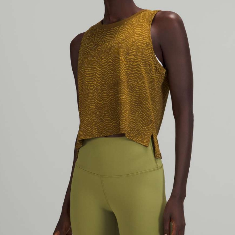 Lululemon Train to Be Ripple Wave Deep Artifact Auric Gold Tank Top